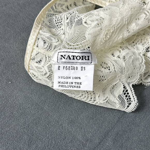 Vintage New Natori Panties Hi Cut Size 5 100% Nylon Lace Satin Cheeky Ivory - Picture 7 of 9